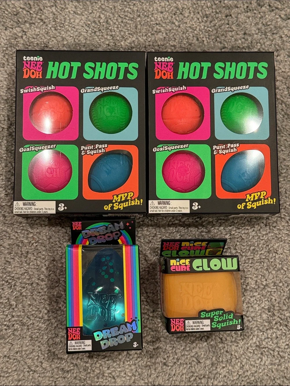 Schylling Needoh Teenie Nee Doh Hot Shots/Dream drop/Nice glow cube - brand new